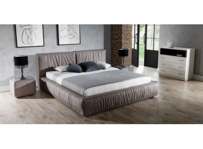 Set de dormitorio marrón cama mesita de noche Diseño elegante Moderno Muebles de madera 3 piezas