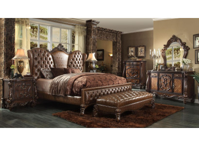 Chesterfield cama 2x mesitas de noche 3 piezas. Juego de muebles Barroco Rococó Set de dormitorio