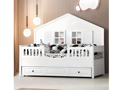 Cama infantil Cama de madera Cama funcional Extensible Blanco Madera Cama 90 x 200