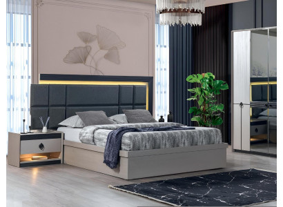 Conjunto de dormitorio 3 piezas Cama 2 mesitas de noche Lujo Muebles completos Diseño moderno.