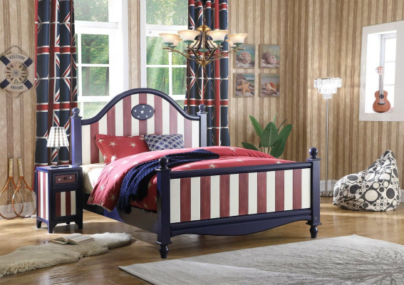 Tabla de noche de la cama de 3 piezas. Set de dormitorio Diseño Estilo Americano Grupo de camas de lujo.