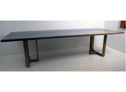 Mesa de resina epoxi, mesa de comedor de madera real, muebles macizos de resina epoxi de cascada de agua