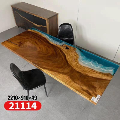 Epoxidharz Mesa de comedor River Table Madera maciza Real Mesas 221x91