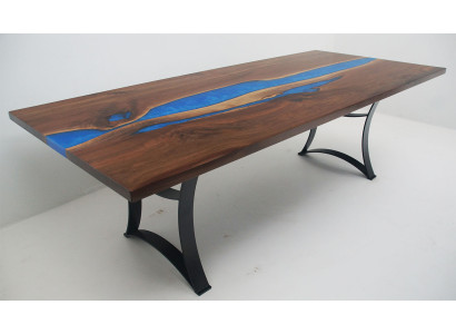 Mesa Blue River Table de madera maciza 220x90 mesas de resina epoxi nueva