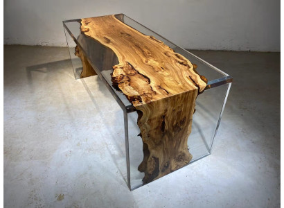 Mesa de centro de madera maciza y resina epoxi real, mesas de río, mesas de centro 120x60.