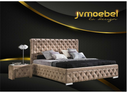 Cama 2x mesita de noche 3 piezas. Conjunto de dormitorio de diseño de lujo Muebles modernos Camas Nuevas